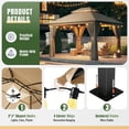 thumbnail image 6 of AOXUN Outdoor Gazebo for Patio 10x12, Metal Frame Canopy with Double Roofs, Heavy Duty Party Tent and Shelter with Mosquito Netting and Privacy Screen for Backyard, Lawn, Garden,Deck (Beige), 6 of 8