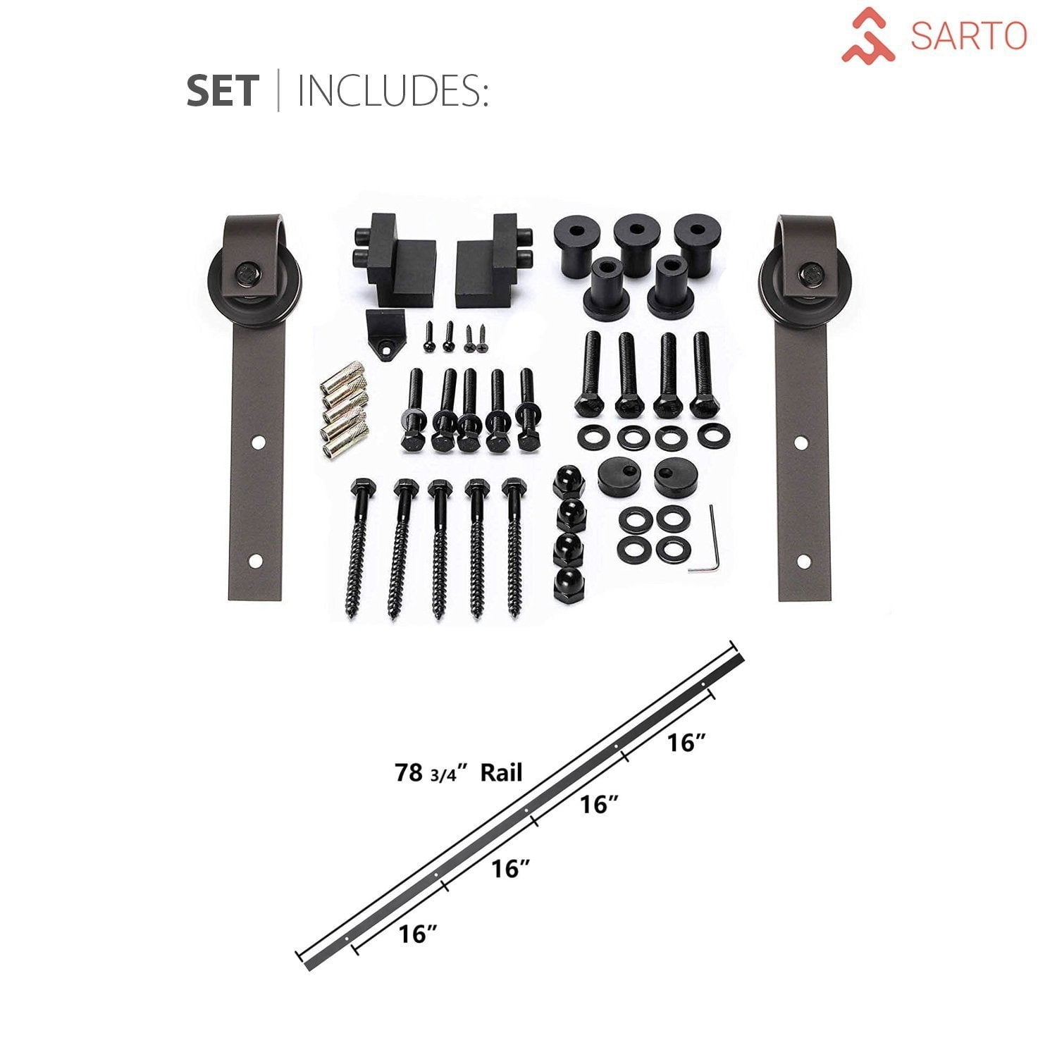 Sturdy Barn Door with Hardware – Planum 0020 Matte Black – picture 5