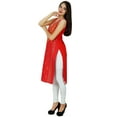 thumbnail image 4 of Bimba Womens Sleeveless Straight Cotton Kurta Printed Kurti Summer Clothing, 4 of 7