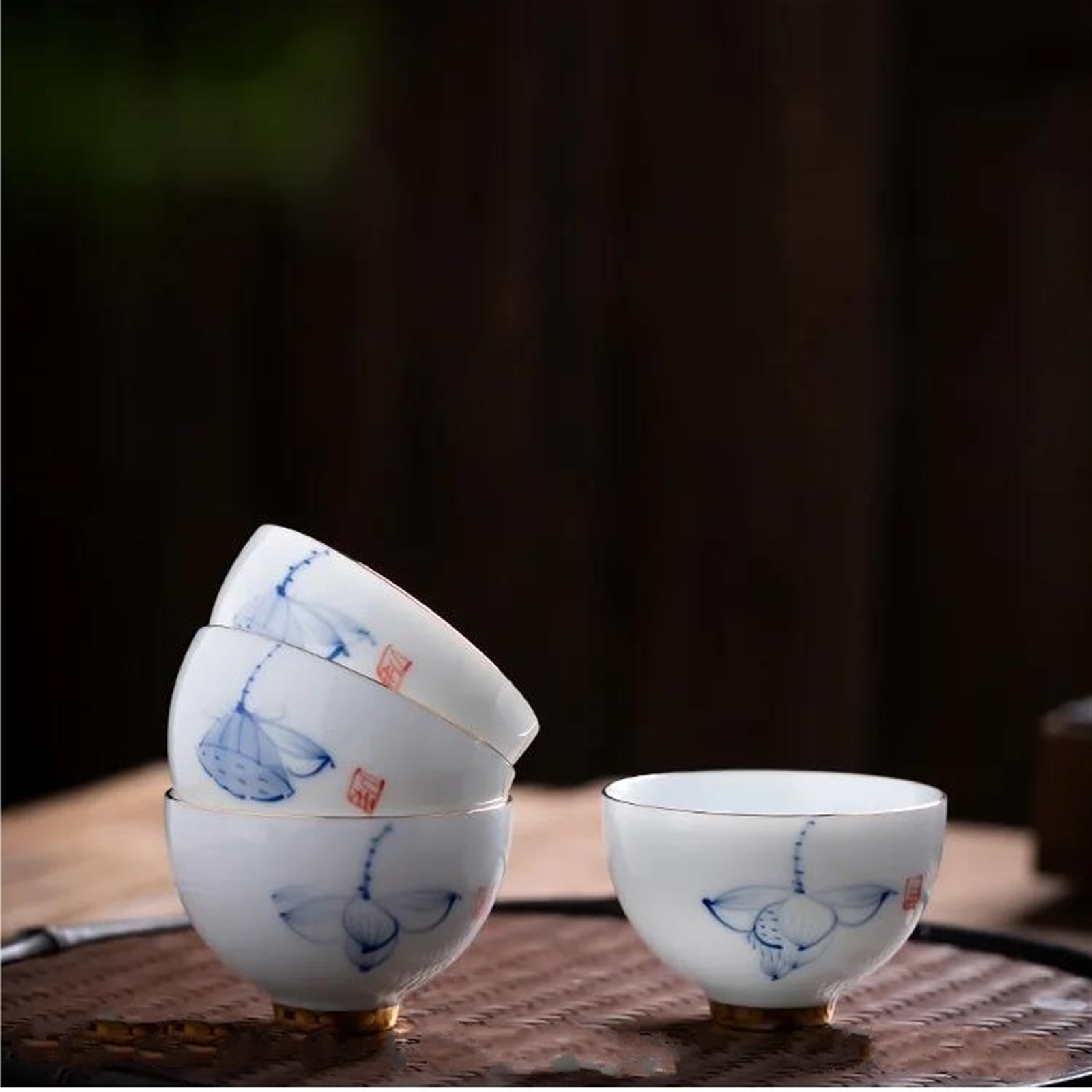 6pc Set Ceramic Tea Cup Arabic Espresso Coffee Cup Chinese Kung Fu Clear Tea Water Cups Sets Japanese Tea Bowl Service Gift Box