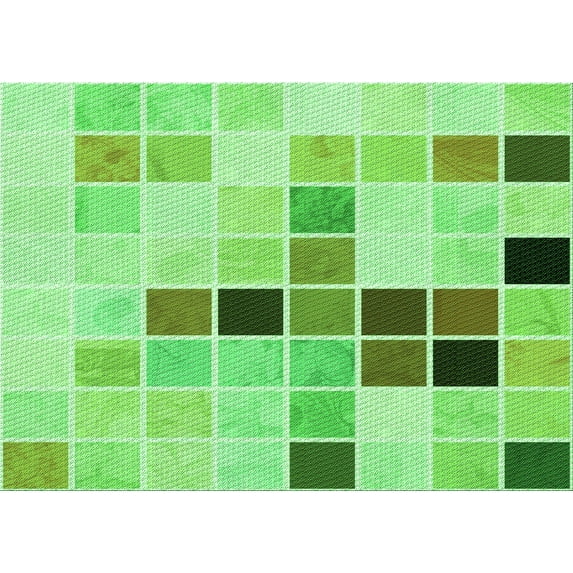 Ahgly Company Indoor Rectangle Patterned Jade Green Area Rugs, 8' x 10'