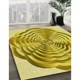thumbnail image 3 of Ahgly Company Machine Washable Indoor Round Transitional Bold Yellow Area Rugs, 3' Round, 3 of 7