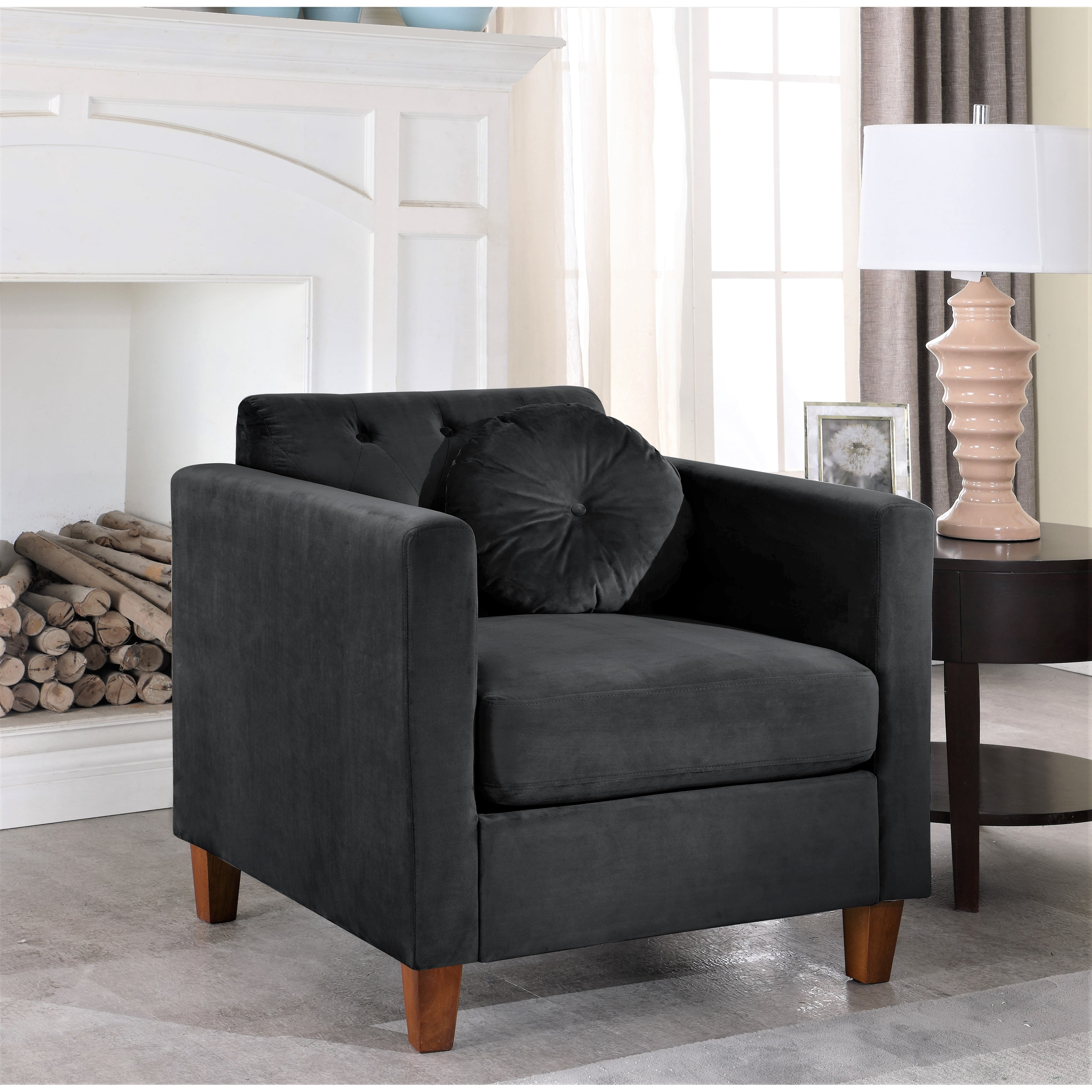 Uspridefurniture Persaud Chesterfield Chair, Grey