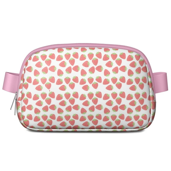 Fresh Strawberry Print Waist Bag – Kawaii Red Berry Fanny Pack with Floral Fruit Design