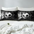 thumbnail image 3 of Erosebridal Black Soccer Comforter Cover Twin,Geometric Plaid Bedding Twin Size,Sport Gamer Duvet Cover Twin,Microfiber Buffalo Room Decor,Reversible,3pcs(No Comforter), 3 of 7