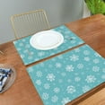 thumbnail image 4 of Winter Snowflake Turquoise Placemats Set of 4 Aqua Christmas Snow Snowman Cyan Xmas Table mats Burlap Placemat Kitchen Mat Dining Room Decoration 12" x 18" Washable Fast Dry, 4 of 8