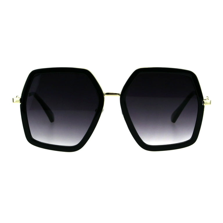 Black Women Large Hexagon SHAPE Sunglasses *NEW* Veilion | Black Large Full Rim Hexagonal Sunglasses for  main image 2