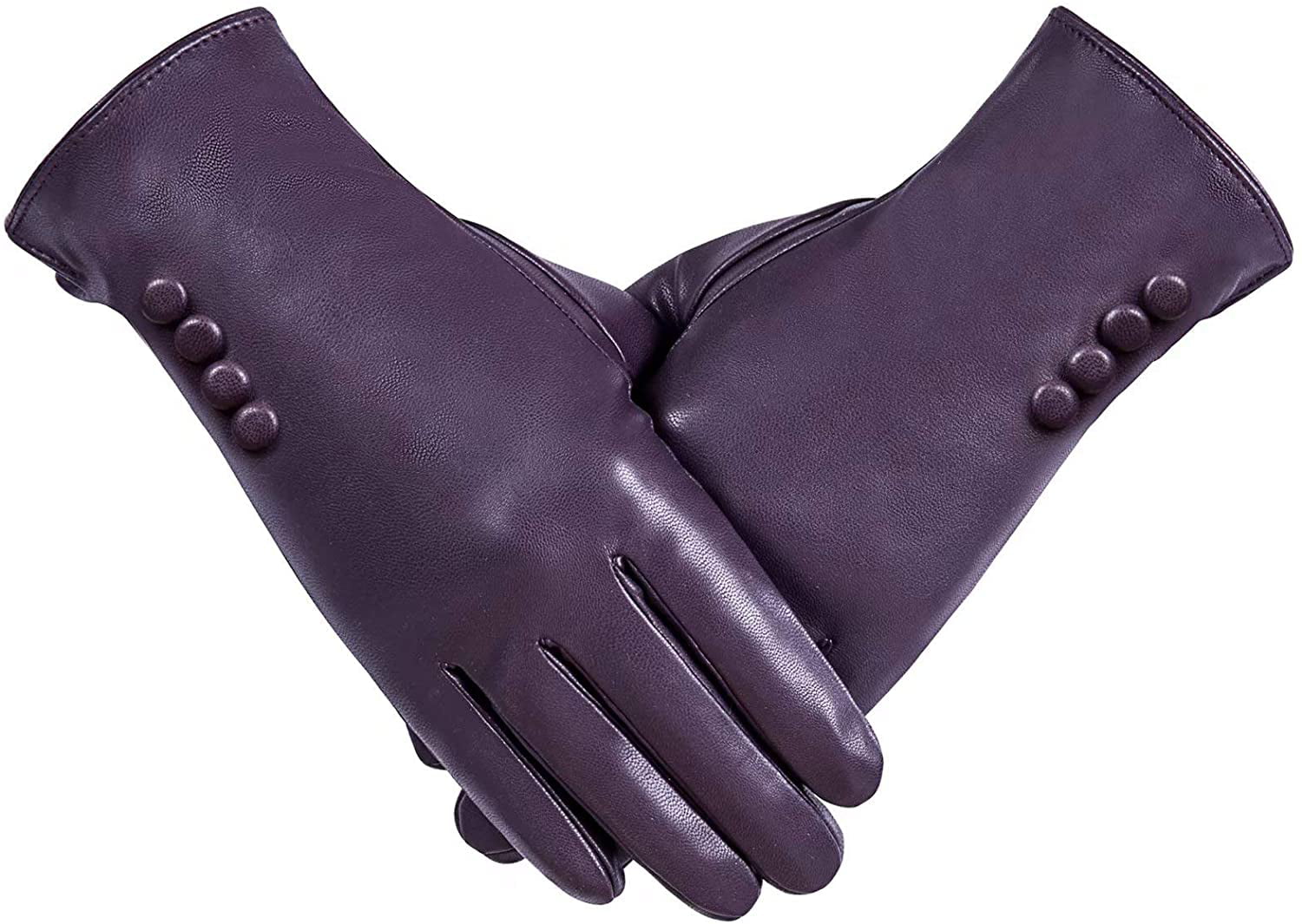 Warm Thermal Touchscreen Texting Typing Dress Driving Motorcycle Gloves With Wool Lining Winter PU Leather Gloves For Women 