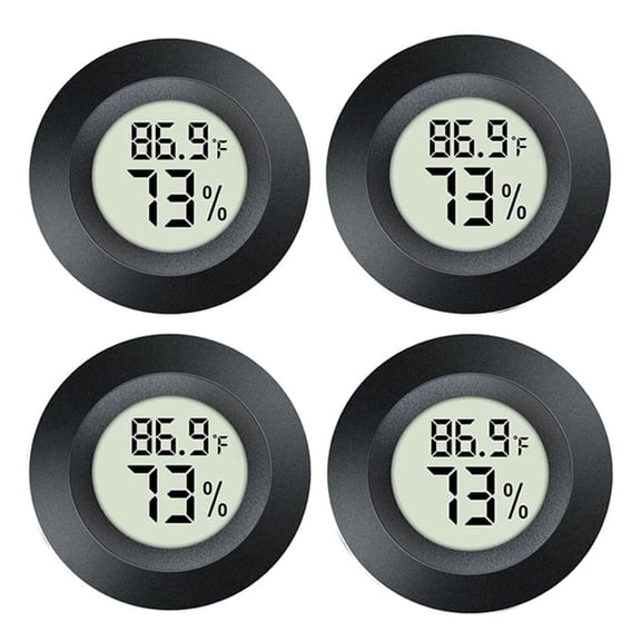 Mini Hygrometer Digital Thermometer Humidity Meter Hygrometer Thermometers Indoor/Outdoor Humidity Monitor Reptile Thermometer for Humidors Greenhouse Garden Cellar Fahrenheit(℉)/ Celsius(℃) 4 Pack