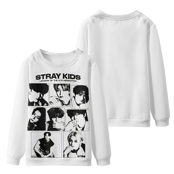 Stray Kids Merch Digital printed fashionable off shoulder round neck long sleeved sportswear for street wear