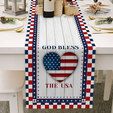 

15% OFF CLEARANCE! Independence Day 4th of July Table Runner 70 Inches Long - American Flag Table Runner for Dining Room Kitchen Wedding Party Table Decor