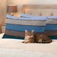 thumbnail image 3 of Blue Wooden Outdoor Waterproof Pillow Covers, Grey Stripe Gradient Country Rustic Grain Decorative Rectangle Throw Pillowcase Sofa Cushion Sham for Patio/Couch/Chair, 20"x12" 2 Pack, 3 of 8