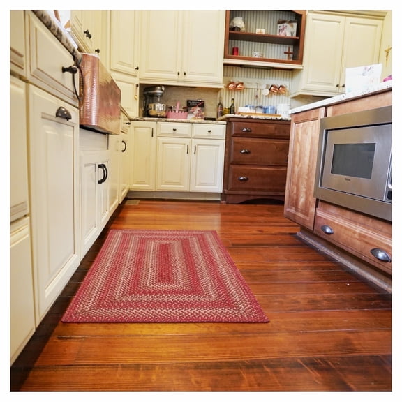 Homespice 22x72 Red Runner Braided Rug. Apple Pie Red Jute Rug. Uses- Entryway Rugs, Kitchen Rugs, Bathroom Rugs, Hallways Runner Rug. Reversible, Rustic, Country, Primitive, Farmhouse Decor Rug
