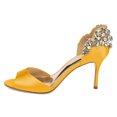 thumbnail image 2 of XYD Women Bejeweled Heel Open Toe D'Orsay Stiletto Heels Satin Pumps Sparkling Crystal Bridal Wedding Shoes Size 11.5 Orange, 2 of 4