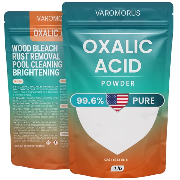 Oxalic Acid 1 lbs - 99.6% Pure Fine Powder, Multi-Use Cleaner and Stain Remover for Wood, Metal, Rust, Wood Bleach, Hardwood Floor & Furniture Restorer, Pool - Industrial Cleaning Solution