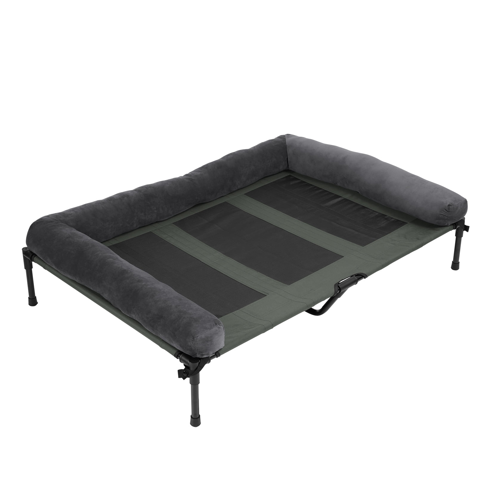Bingopaw 4 in 1 Elevated Pet Dog Bed with Bolster, Gray, Jumbo, 51"L