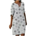 thumbnail image 2 of Babysbule Womens Dresses Fashion Women's Casual Half Sleeve V-Neck Dots Printed Ladies Loose Long Dress, 2 of 7