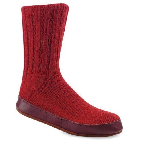 Acorn Mens and Womens Slipper Socks Red Ragg Wool