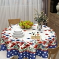 thumbnail image 5 of 4th of July Round Tablecloth 60 Inch Watercolor Red Blue Floral Patriotic Decorative Table Cloth Independence Day Memorial Day Polyester Table Cover for Kitchen Dining Room Indoor Outdoor Home Decor, 5 of 6
