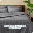 thumbnail image 3 of Bare Home 7-Piece Bed-in-a-Bag - Full, Modern Plaid - Gray/White with White Sheet Set, 3 of 7