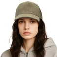 thumbnail image 6 of TOPTIE Suede Mesh Baseball Cap, Breathable Snapback Trucker Cap, 5-Panel Unisex Adjustable Sports Hat for Outdoor - Olive Green, 6 of 6