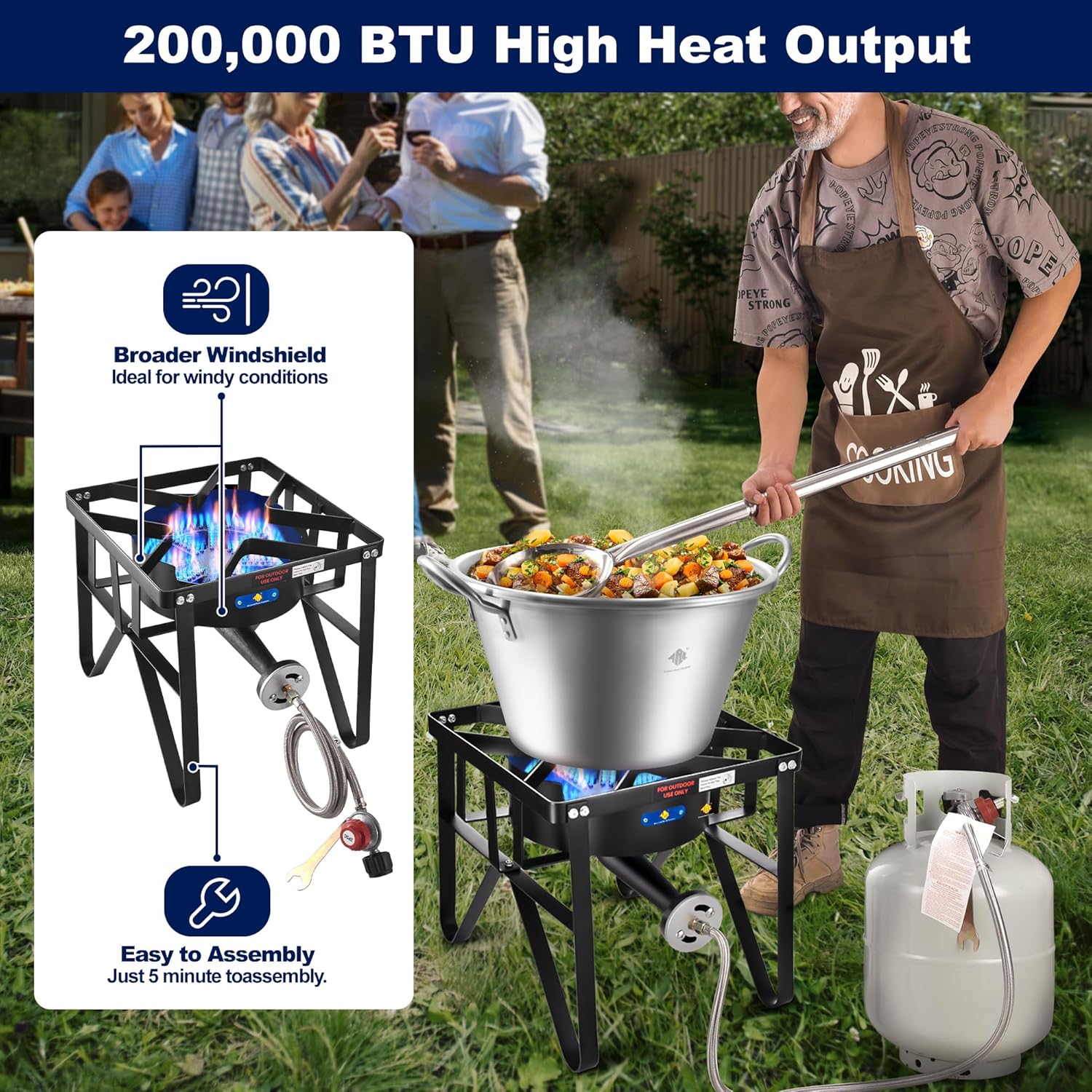 ARC Cast Iron Mexican Cazo Para Carnitas With 200,000 BTU Propane Stove,Great for Carnitas, Braising, Seafood Boiling, Inoxidable Wok comal Fry,For Outdoor Cooking (22QT)
