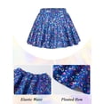 thumbnail image 4 of Happy Cherry Girls Metallic Short Sleeve Crop Top with Pleated Skirt Set Kids Shiny Dancewear Performance Sparkly Dance Outfits 2 Pieces7-8 Years Blue, 4 of 6