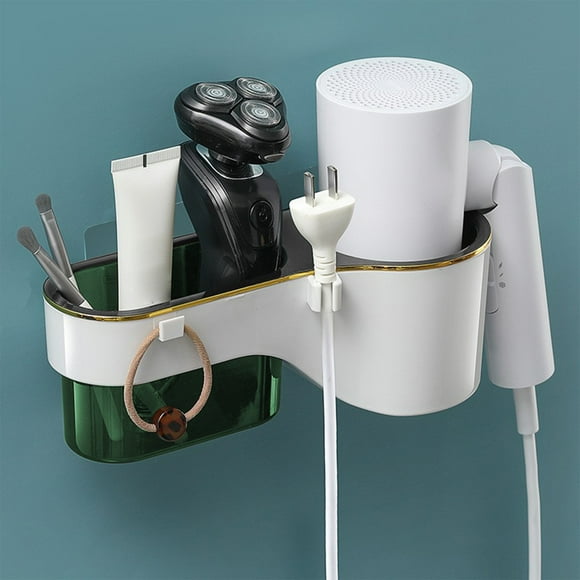 Xihbxyly Soporte para Secador de Pelo, Almacenamiento de Pared para Baño, Diseño Sin Perforaciones, Organizador Versátil para Secadores de Pelo y Accesorios, Solución Que Ahorra Espacio, Elegante Gri