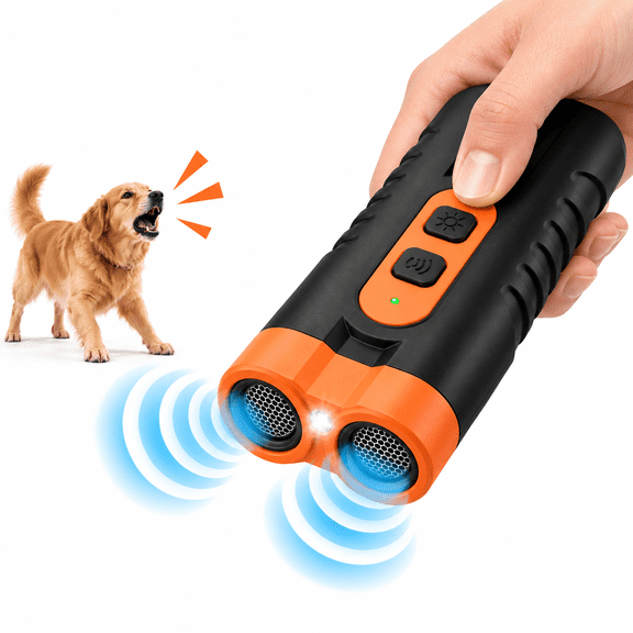 Pawchum Pet Gentle Trainer Ultrasonic for Dogs, Dual-Head Anti-Barking Device, Dog Bark Deterrent & Training Tool with Flashlight, No Shock