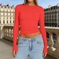 thumbnail image 2 of Womens Athletic Tops Valentines Day Shirts for Women Shirt Women Cold Gear Girls Shirts Long Sleeve Solid T Shirt Loose Athletic Tees Fashion Womens T Loose Tops Summer Solid Tee Red L, 2 of 4