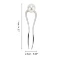 thumbnail image 4 of Unique Bargains 1 Pc Decorative Hairpin U-shaped Faux Pearl Hair Hairpin for Women Silver Tone, 4 of 5