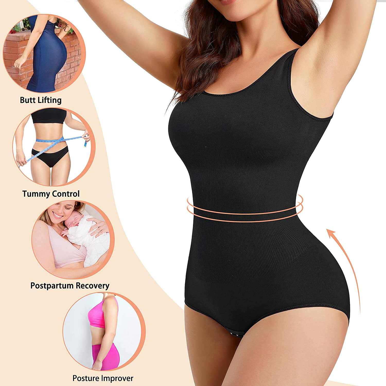 Irisnaya Shapewear Bodysuit for Women Waist Trainer Tummy Control Full Body  Shaper Scoop Neck Tank Top Girdle Jumpsuit Open Bust Sexy Slimming  Bodysuits(Black XL-2XL) 