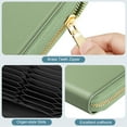 thumbnail image 5 of Fintie Credit Card Holder, 30 Slots Leather Wallet, Large Capacity RFID Wallet, Zip Wallet Phone Holder Clutch Travel Purse with Wristlet Strap, Hold All Cards, Cash, Phone, etc. Sage Green, 5 of 8