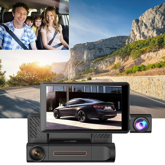 ZFYXGS 4-inch Lens Dash Cam Hd 1080p Two Record Dash Cam Motion Tracking, Reverse Image, Cycle Video, Sensor, 24h Parking Monitoring