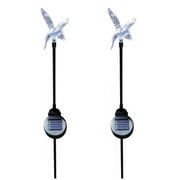 Solar Powered Hummingbird Color Changing Garden Stakes, Set of 2