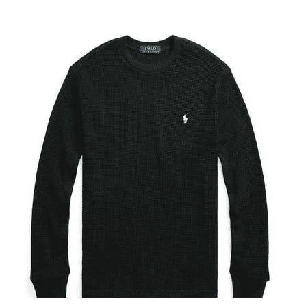 Polo Ralph Lauren Big Boys Black Waffle-Knit Cotton Long-Sleeve, XL 18-20