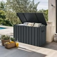thumbnail image 3 of PURPLE LEAF Outdoor Deck Box 120 Gallon Waterproof Lockable Storage Box Container with Lid Deck Organization for Patio Cushions Side Table Pool Accessories Garden Tools, Gray, 3 of 11