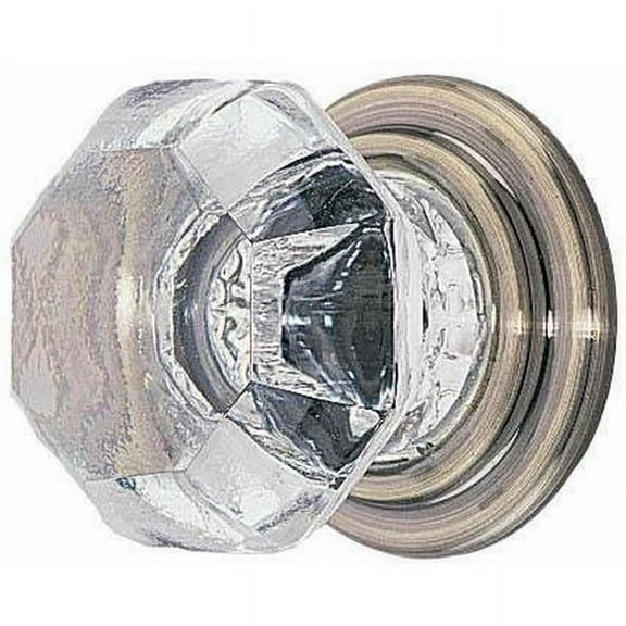 1 in. Old Town Clear Cabinet Knob, French Antique Brass
