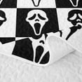 thumbnail image 5 of Homewish Ghost Face Checkered Twin Quilt Set, Halloween Spooky Grid Twin Coverlet Set, Black White, 2-Piece 1 Bedspread and 1 Pillowcase, 5 of 7