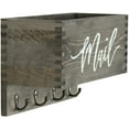 thumbnail image 7 of MyGift Wall Mounted Vintage Gray Wood Mail Organizer with Key Hooks, 7 of 7
