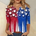 thumbnail image 2 of American Flag Blouse Women 1776-2026 Red White and Blue 3/4 Sleeve Henley Shirts Stars and Stripes 250th Anniversary Casual Tunics 2XL, 2 of 5