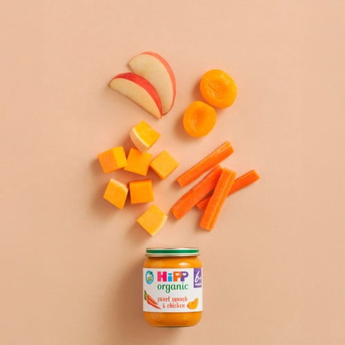 HiPP Organic Sweet Squash & Chicken Baby Food Jar 6+ Months 125g, British Import (Pack of 2)