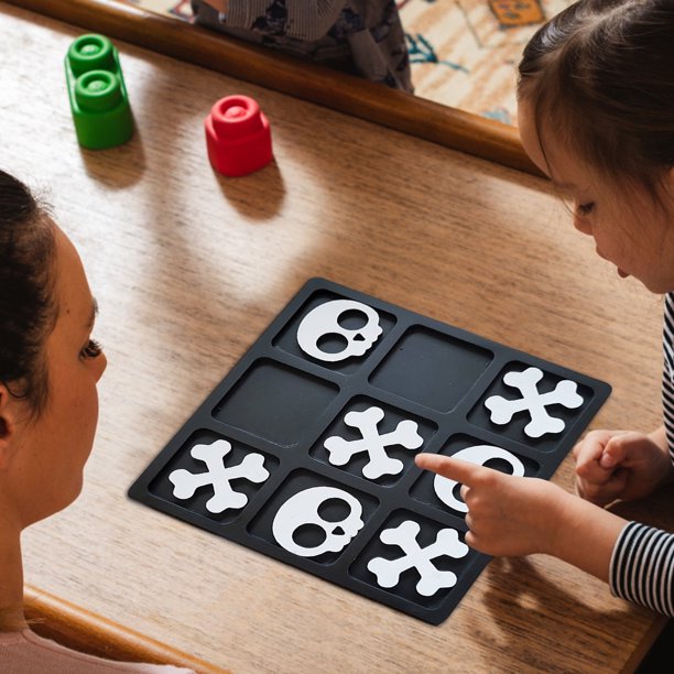 Decoraciones de Halloween Juego de mesa Tac Toe creativo Juego familiar Tac Toe Juego de mesa clásico Juego de mesa familiar clásico Juego de Tac Toe para niños Juego de Tac Toe de madera.