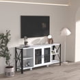 thumbnail image 6 of TV Stands for Living Room, Industrial TV Stand for Bedroom Furniture, Farmhouse TV Stand 80 Inch Television Stand, Modern Horizontal Wood and Metal Open Bookshelf, 6 of 17