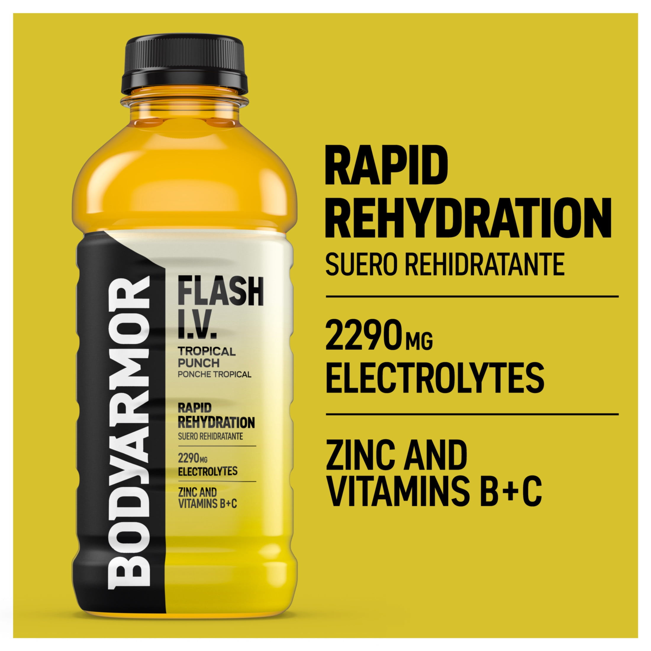 BODYARMOR Flash I.V. Tropical Punch Electrolyte Sports Drink Bottle, 20 fl oz