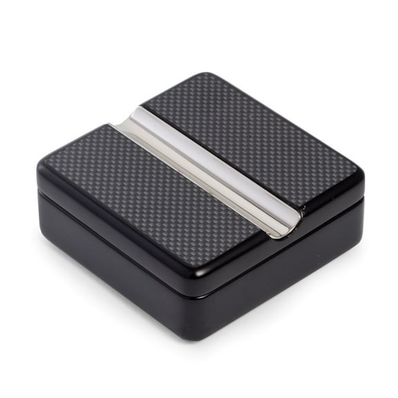 Bey-Berk International C311 Carbon Fiber Pivot Design Single Cigar Ashtray - Black & Grey