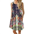 thumbnail image 1 of Jienlioq Robe Grande Taille pour Femmes Liquidation Robe d'Été Décontractée Sans Manches Imprimée Florale Robe d'Été avec Poche, 1 of 8