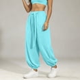 thumbnail image 3 of cocolona Womens Casual Loose High Waist Harem Pants Solid Color Elastic Waist Drawstring Travel Yoga Pants, 3 of 5