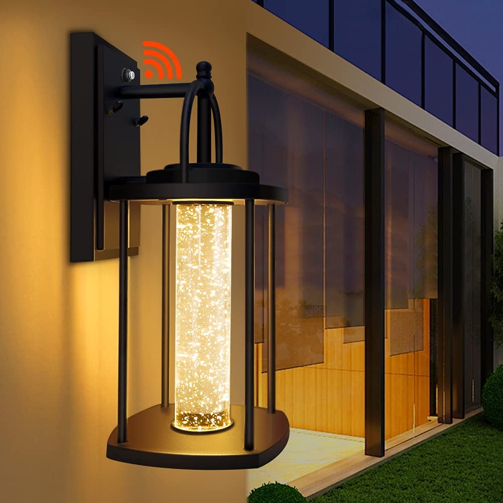 Dusk to Dawn Light with Crystal Bubble Glass 540Lumen Modern -in LED Porch  Light IP65 Waterproof Outside Sconce Wall Mount Anti-Rust Exterior Fixture  for House Porch