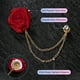 thumbnail image 2 of Pin de solapa de flor de rosa Uxcell para traje de hombre, pin de flor con cadena de borlas doradas para bodas [Rojo vino], 2 of 7
